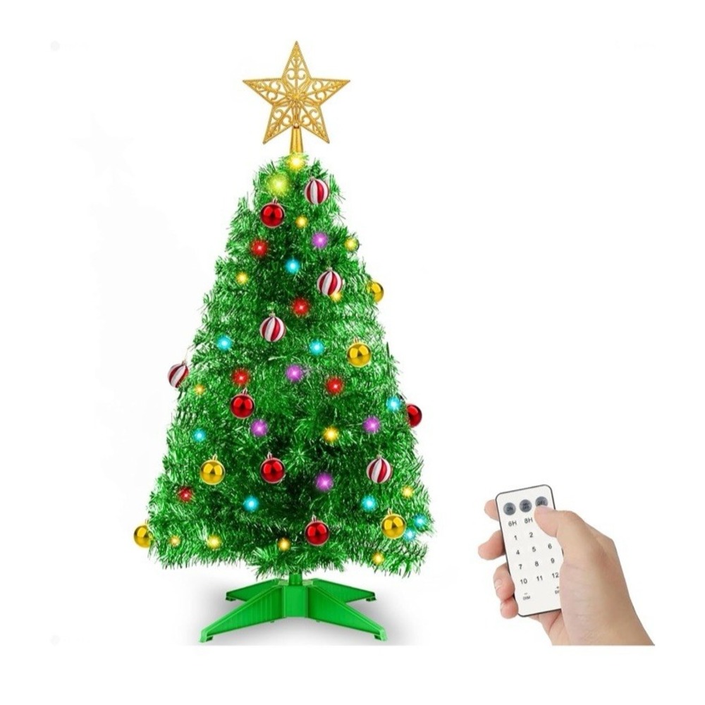 3 FT Small Artificial Green Christmas Tree w/ 50 Warm White &‎ Multicolor Lights